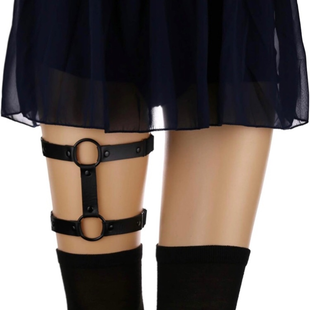 Adjustable Black Faux Leather Thigh Harness set of 2
